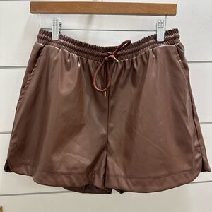 NWT Entro Chocolate Brown Faux Leather (Pleather) Shorts